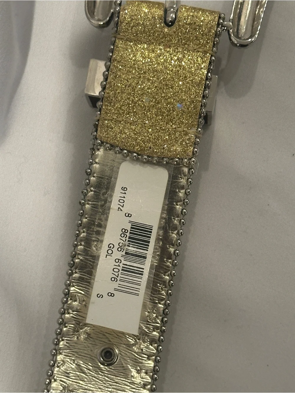 GUESS J Western Gold Studded / Silver Buckle Rhinestone Belt Size Small
